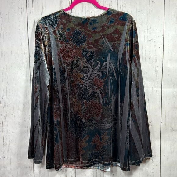 Susan Lawrence Woman Velvet Burnout Floral Top 1X Romantic Boho Evening Blouse - Picture 14 of 14